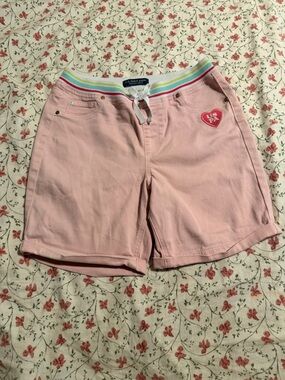 U.S. Polo Assn. Pink Girls' Shorts with Rainbow Elastic Waistband